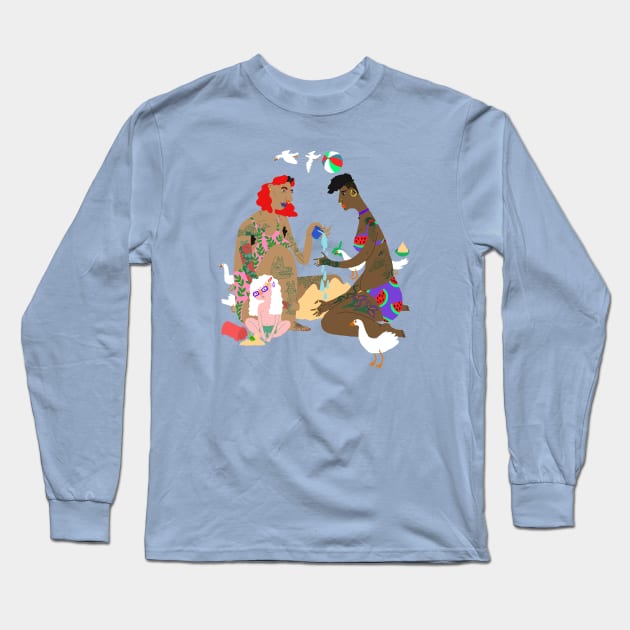 At the beach Long Sleeve T-Shirt by ezrawsmith